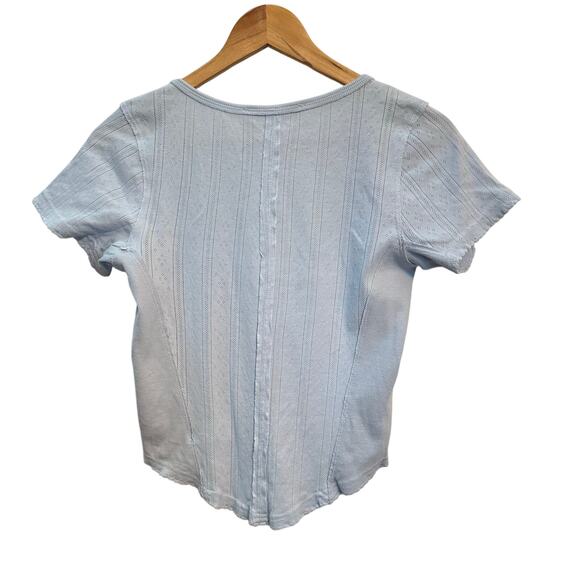 Altar'd State Baby Blue Crop Fitted Short Sleeve Blouse Womens Size Small Summer - Picture 2 of 8